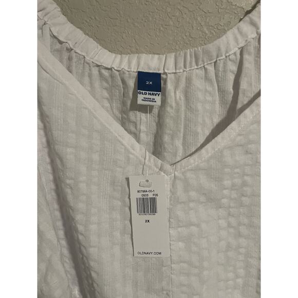 Old Navy Tiered Seersucker Long Sleeve Swing Top Size 2X White Boho NWT - Picture 5 of 9